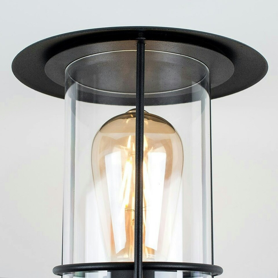 image 1 of ValueLights IP44 Rated Black Fisherman's Lantern Cage Outdoor Garden Wired Wall Light