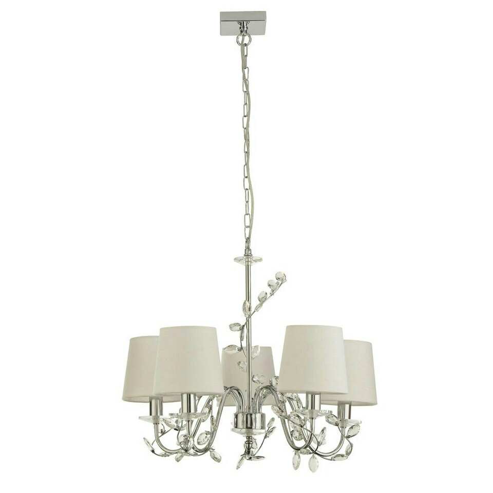 image 1 of Rosie 5 Light Chrome & Clear Glass Trim Shaded Chandelier