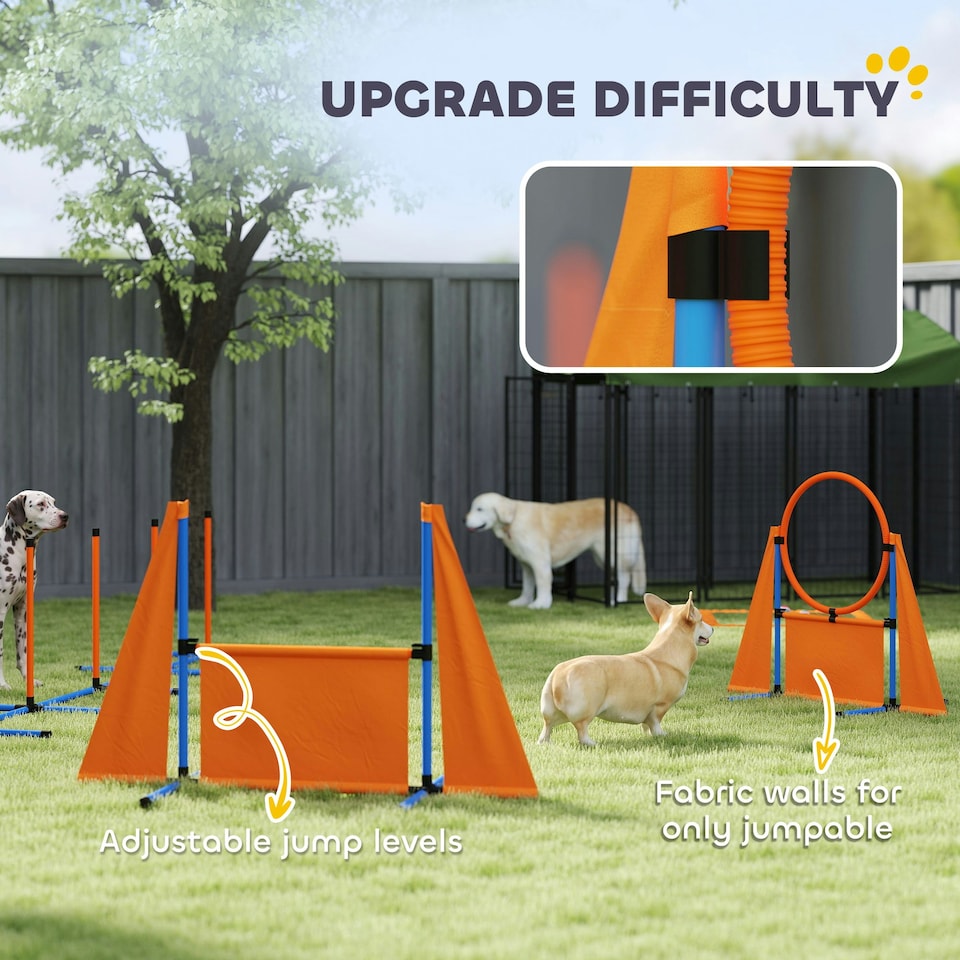 image 1 of PawHut 6-Piece Dog Agility Equipment, Obstacle Training Course Kit, Orange