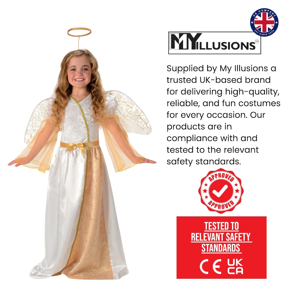 image 1 of Angelic Angel Girls Fancy Dress Christmas Nativity Childrens Kids Childs Costume(12-14 Years)