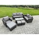 image 2 of Fimous 9 Seater High Back Rattan Garden Furniture Set with Loveseat Sofa Rectangular Coffee Table 3 Footstools Indoor Outdoor Patio Lounge Sofa Set Dark Grey Mixed