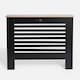 image 1 of OHS Horizontal Slatted MDF Modern Grill Shelf Cabinet Radiator Cover, Medium - Black