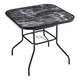 image 1 of Living and Home Tempered Glass Square Marble Outdoor Coffee Table, 80cm | Black