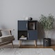 image 2 of Black 4-Cube Storage Unit with 2 Metal Handle Doors and Legs | Grey | Grey & Beech | 1