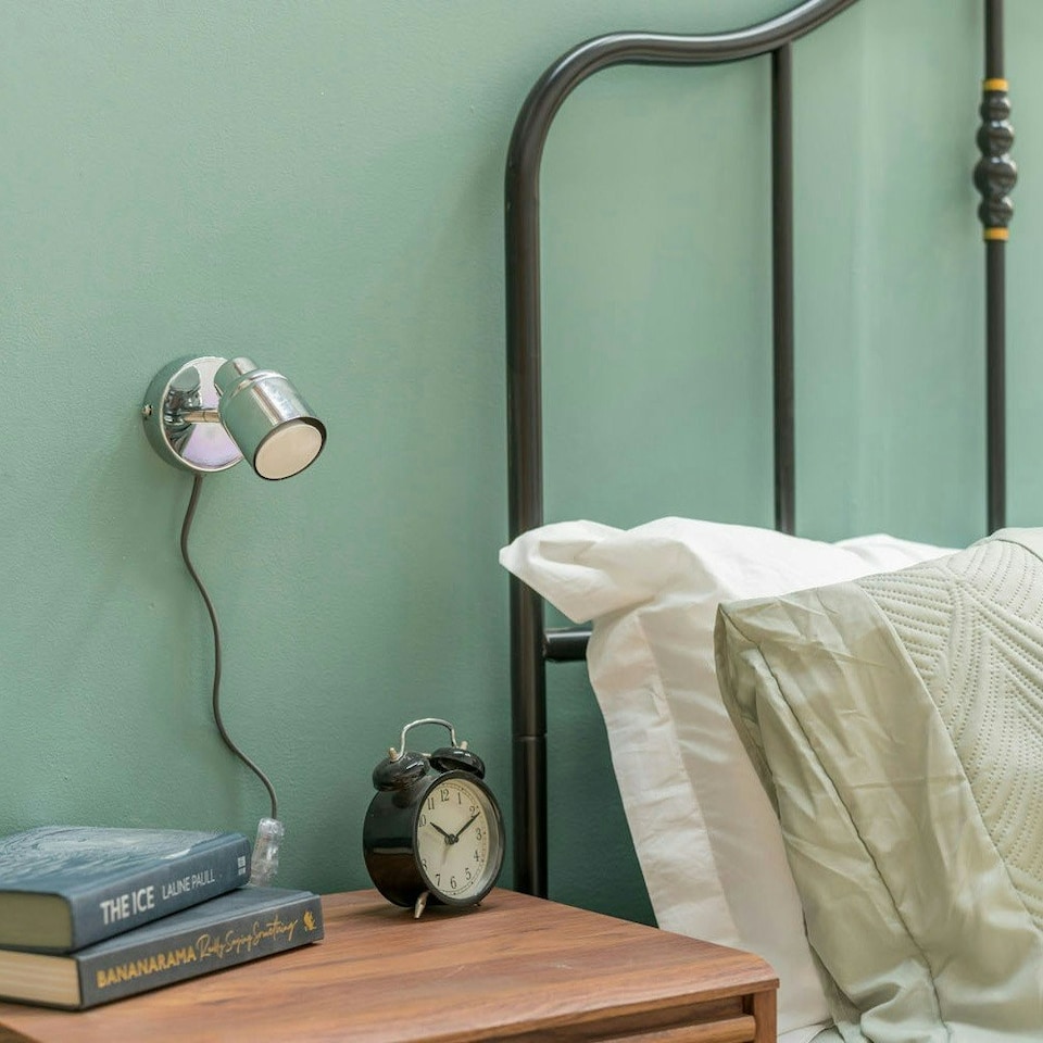 image 1 of ValueLights Benton Chrome IP44 Wall Light With Cable Plug Silver