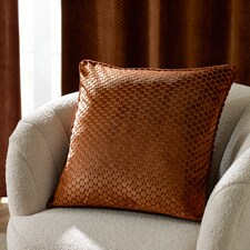 Paoletti Neptune Velvet Cushion | Orange | Copper | 50 x 50cm | 1