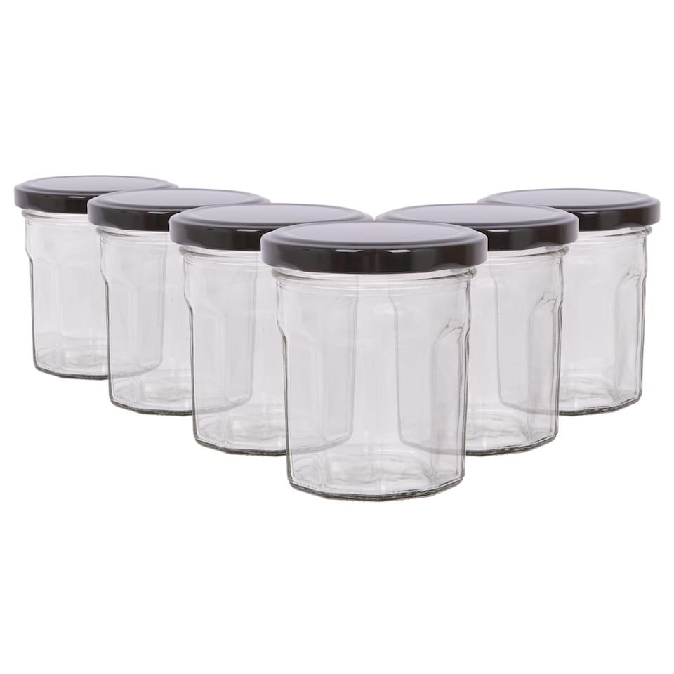 image 1 of Argon Tableware Glass Jam Jars with Lids - 185ml - Pack of 6