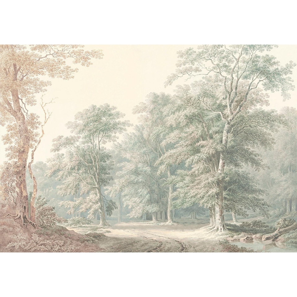 image 1 of Superfresco Easy Stately Woodland Neutral Green Print To Order Fixed Size Mural | Green | Green