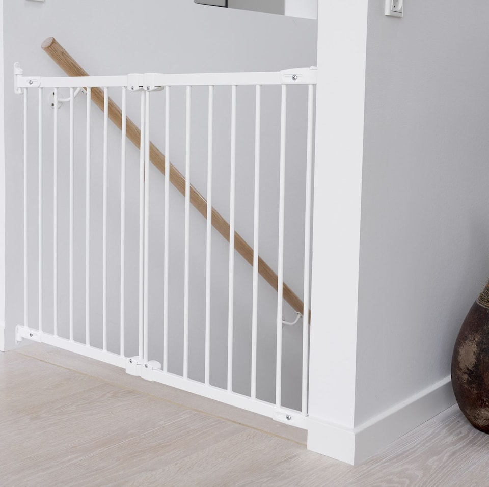 image 1 of Safetots Solution for Up and Down Staircases, White, Multi Panels, up to 226cm, and, Screw Fit Gate, 67cm - 105.5cm