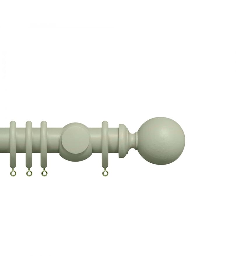 Premium 35mm Wooden Curtain Pole Set - Light Grey 125cm | Grey | Light Grey