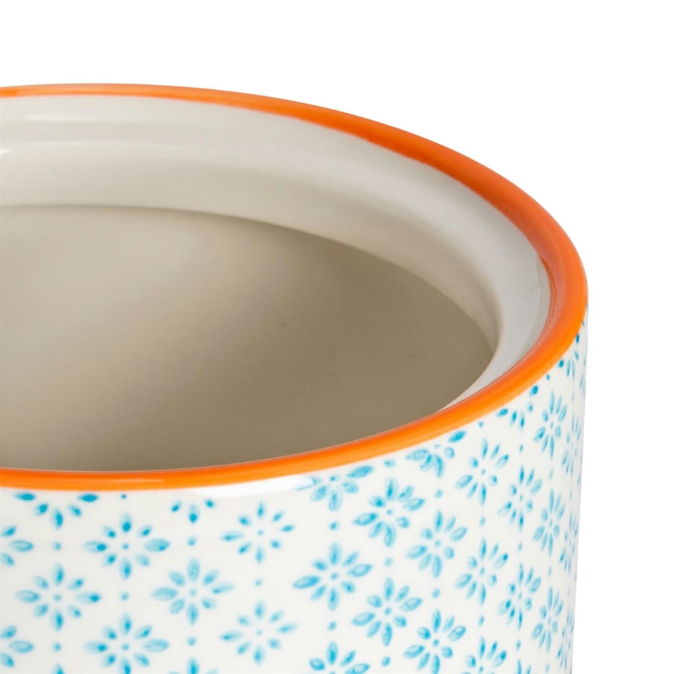 image 1 of Nicola Spring Hand-Printed Kitchen Canister - 15.5cm - Blue