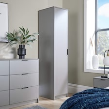 Phoenix Wardrobe 1 Door Space Saving Bedroom Home Furniture Clothing Storage Unit | Grey