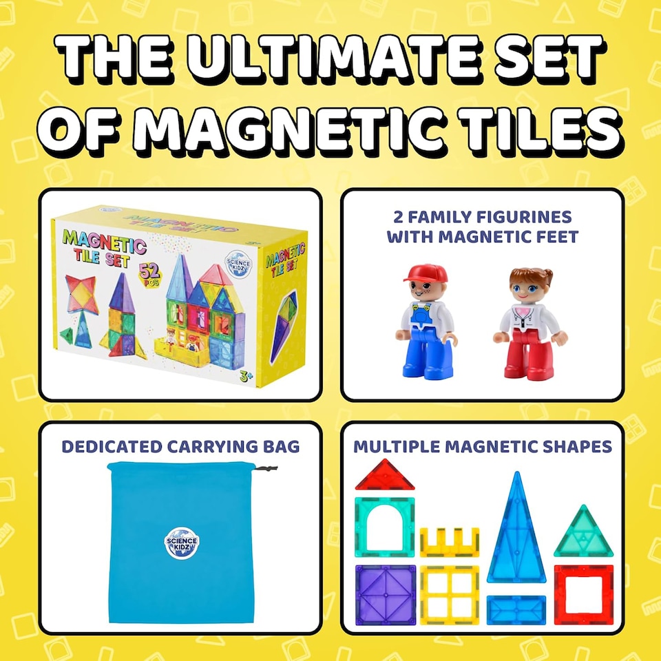 image 1 of Science Kidz 52 Piece Magnetic Tiles Set