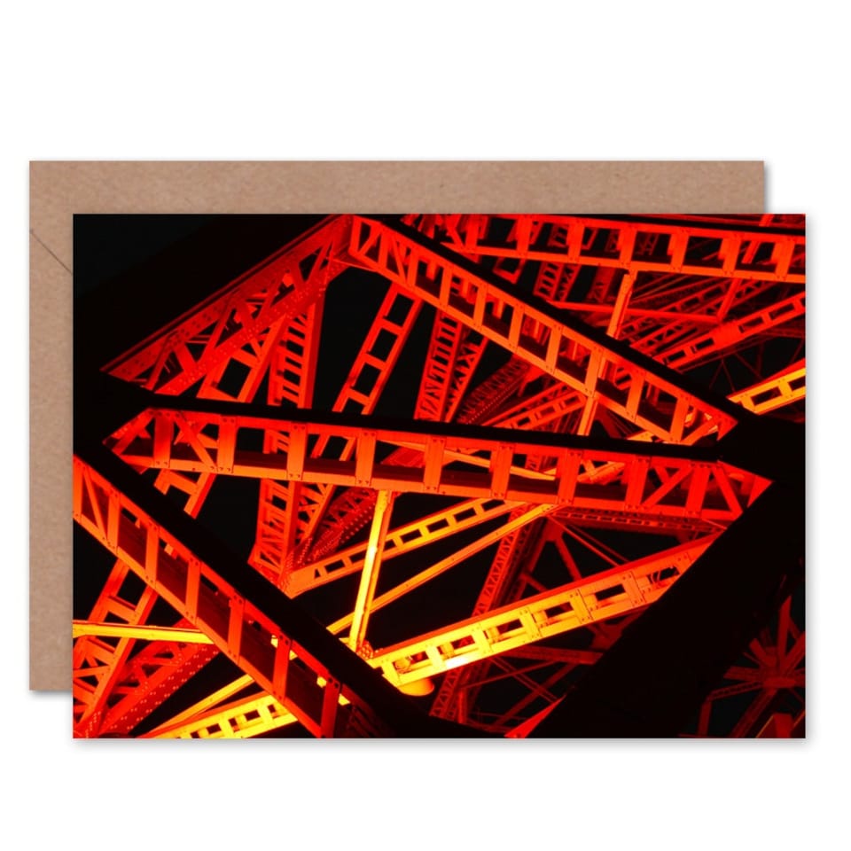image 1 of Industrial Architecture Abstact Geometric Orange Red Greeting Card