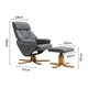 image 5 of Living and Home Swivel Faux Leather Lounge Recliner with Ottoman Grey