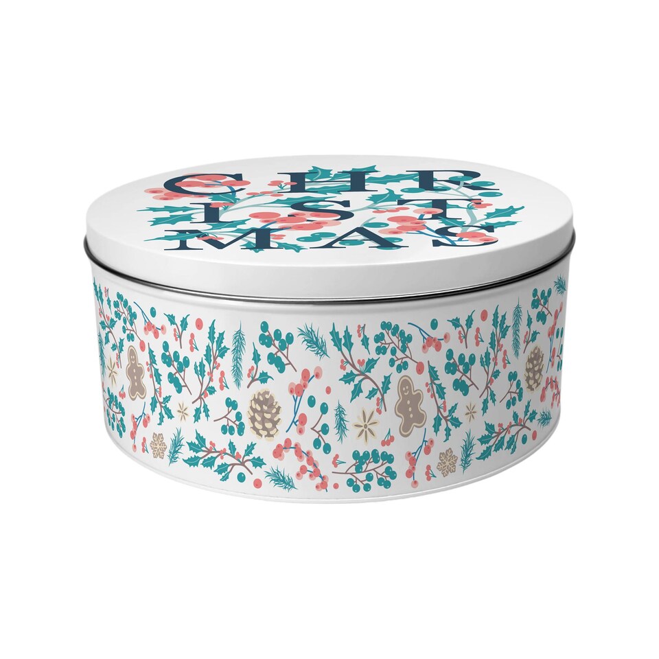 image 1 of Holly Tangle Round Christmas Cake Tin Set