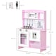 image 5 of HOMCOM Children Wooden Play Kitchen with Lights Sounds, Kids Kitchen Playset with Water dispenser, Microwave, Utensils, Sink, Storage, for Ages 3-6 Years - Pink