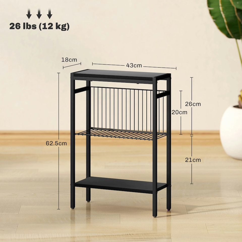 image 1 of HOMCOM Side Table with Storage, Small Table for Living Room, Bedroom Black