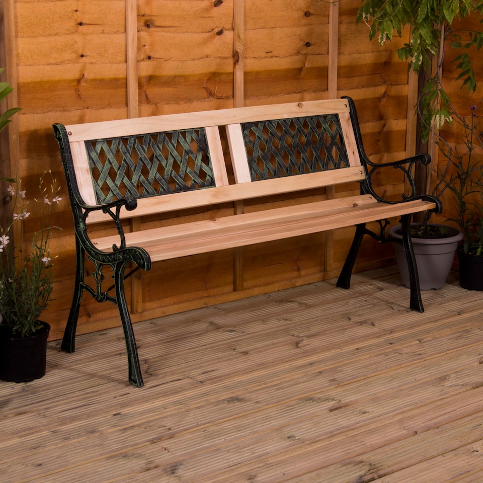 image 1 of Garden Vida 3 Seater Garden Bench Outdoor Patio Seating, Twin Cross Style