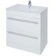 image 1 of Bathroom 2-Drawer Floor Standing Vanity Unit with Ceramic Basin 800mm Wide - White  - Brassware Not Included White