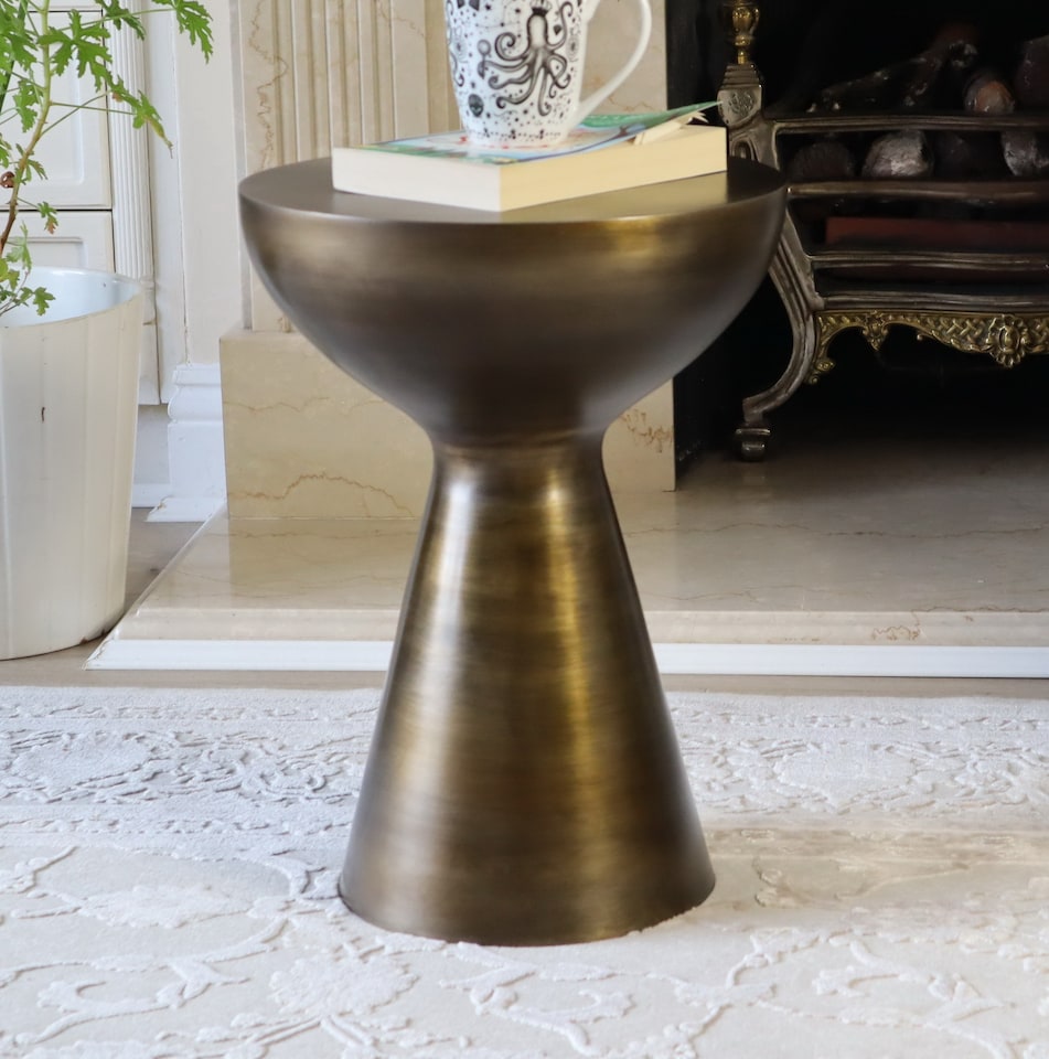 image 1 of Luna Metal Hand-Crafted Side Table,Antique Brass