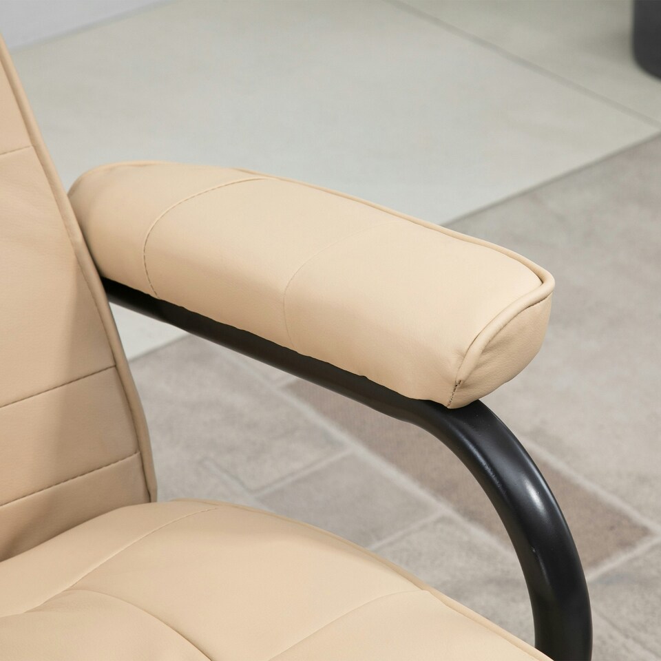 image 1 of HOMCOM Massage Recliner Chair Cushioned Ottoman 10 Point Vibration Cream