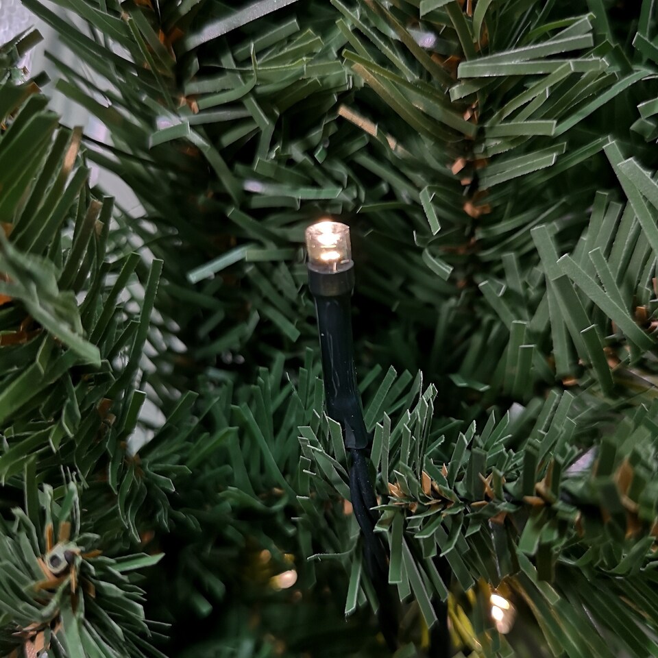 image 1 of 60cm Plain Green Christmas Wreath with 50 Warm White LEDs and 160 Bullet Tips