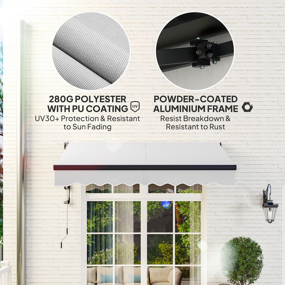 image 1 of Outsunny 2.5 x 2m Electric Retractable Awning w Aluminium Frame Light Grey | Grey | 1