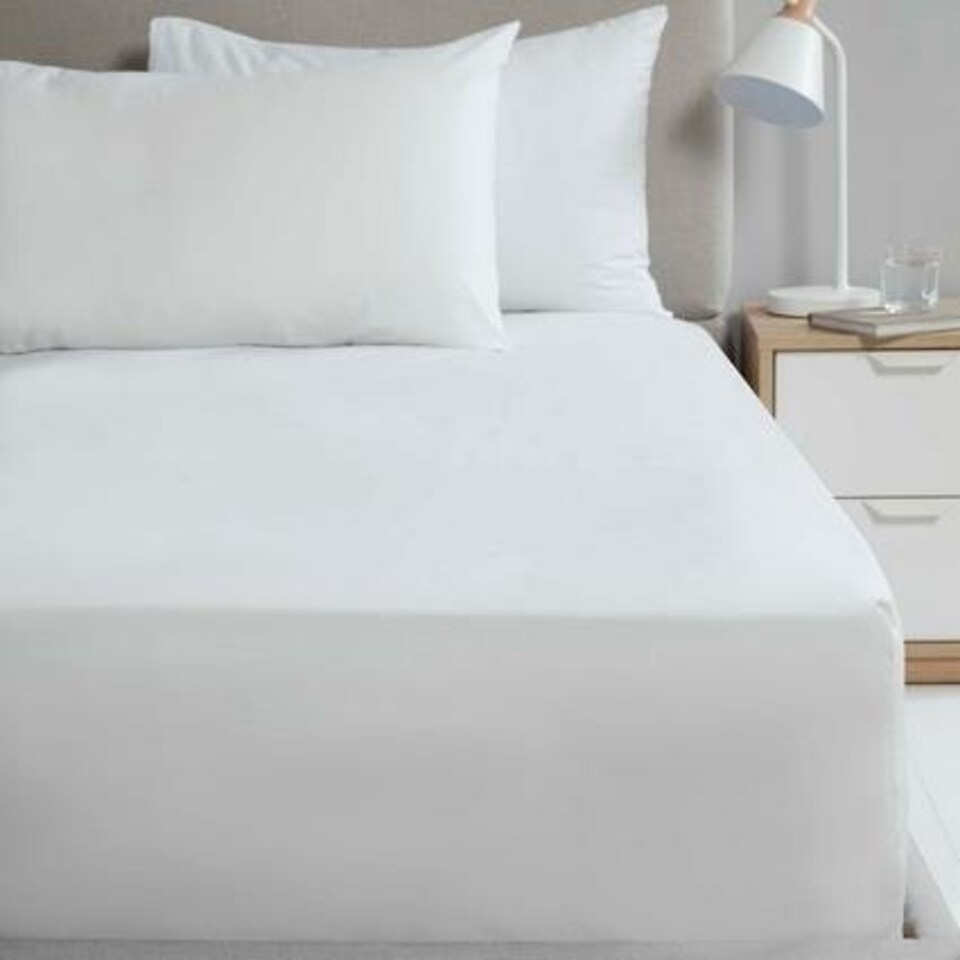 image 1 of Percale 180TC Flat Sheet - White - Double