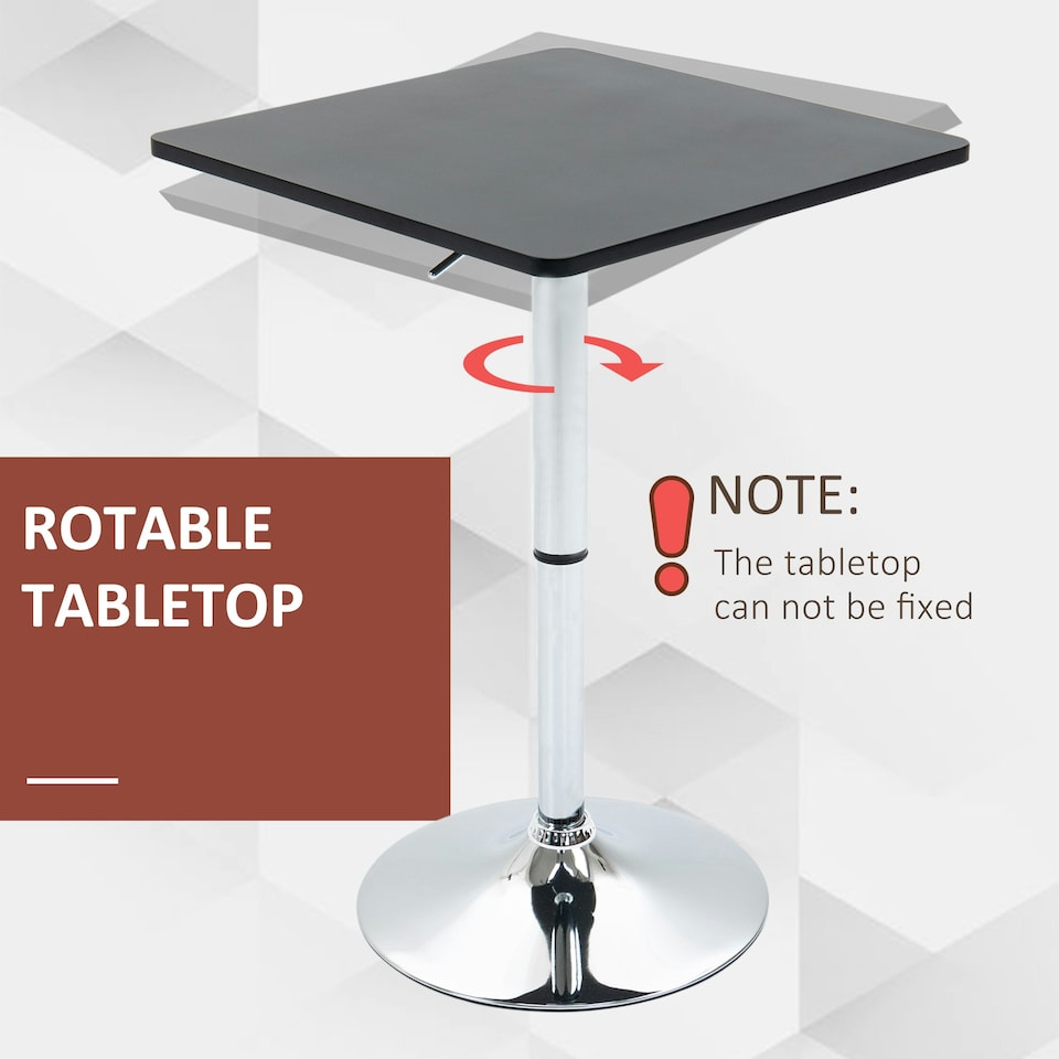 image 1 of HOMCOM Adjustable Height Bar Table with Metal Frame and Square Tabletop