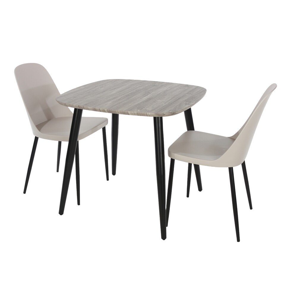 image 1 of Aspen Grey Oak Effect 80cm Square Dining Table with 2 Moulded Duo Design Chairs - Compact Kitchen and Dining Set | Grey | Grey Oak Effect | One Size | 1