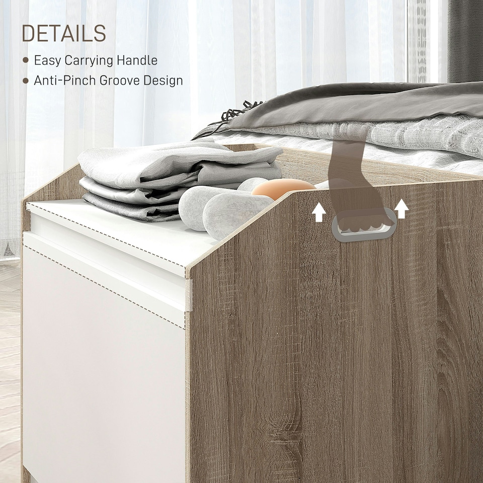 image 1 of HOMCOM Storage Bench Lift Top Cabinet Accent Seat Storage Box | White | One Size