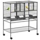 image 6 of PawHut Double Rolling Bird Cage with Removable Metal Tray and Storage Shelf