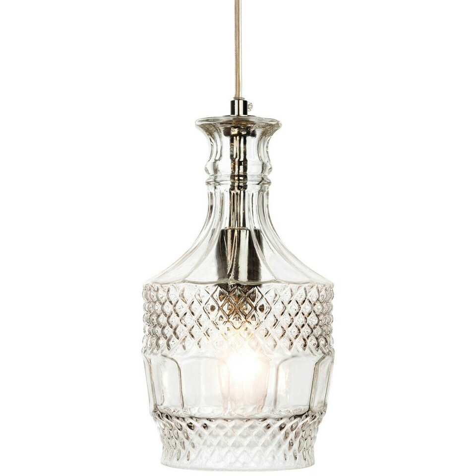 Decanter 1 Light Ceiling Pendant Chrome, Clear Decorative Glass, E14