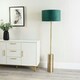 image 1 of ValueLights Lexy Forest Green Velvet Drum Shade with Antique Brass Dimmable Floor Lamp with LED Bulb Green