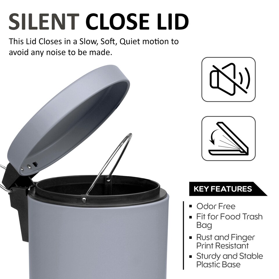 image 1 of Upgrade your home with this brand new stainless steel pedal bin, designed to complement any modern kitchen, bathroom, or office. Grey