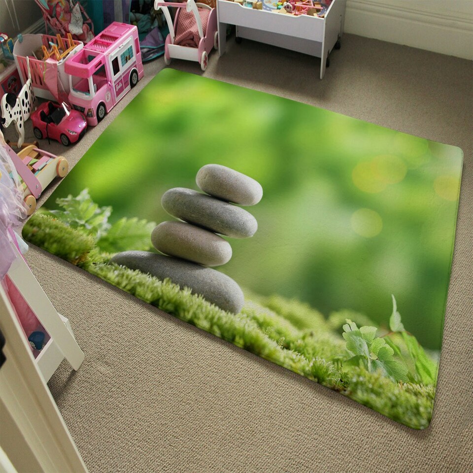 image 1 of Rock Garden Stones (Rug) Green | L