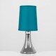 image 3 of ValueLights Pair of - Small Chrome Touch Table Lamps with Teal Fabric Shades With 5w LED Dimmable Candle Bulbs In Warm White