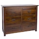 image 5 of Boston 3+3 Drawer Wide Chest - Rich Dark Brown Lacquer Solid Wood Bedroom Storage with Brass Handles | Brown | Brown | 1