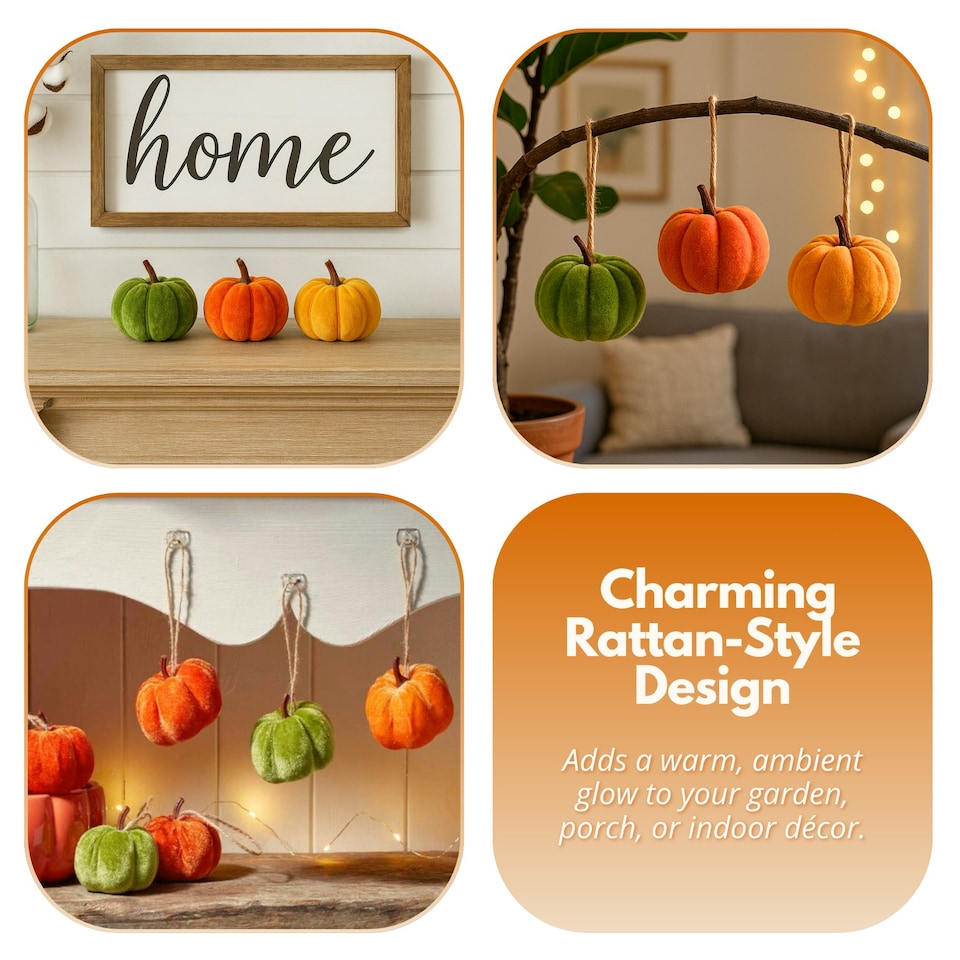image 1 of Marco Paul Pack of 7 Plush Pumpkin Autumn Decor