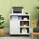 image 7 of HOMCOM Multi-Storage Printer Stand Unit Office Desk Side Mobile Storage w  Wheels Modern Style 60L x 50W x 65.5H cm - White