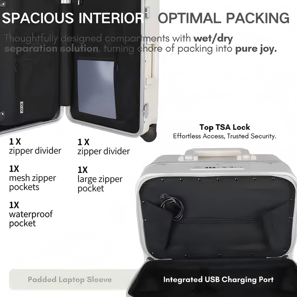 image 1 of Large Suitcase 26’ Inch Hard Shell Checked Luggage - Lightweight, Durable with Built-in Cupholder, TSA Lock, Dual Spinner Wheels