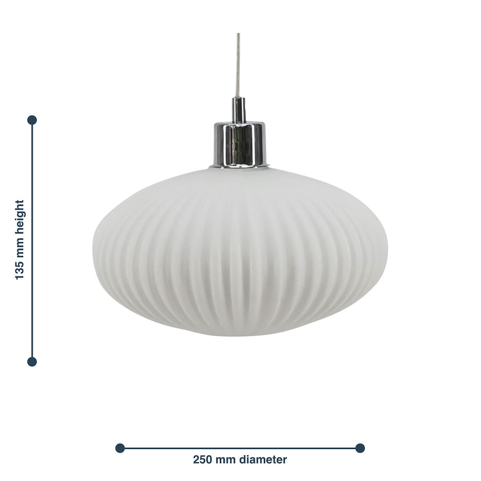 image 1 of Baton - White Ribbed Glass Easy Fit Pendant Shade | White | Medium | 1