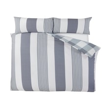PH Chambray Stripe Duvet Cover Set with Pillowcase | Blue | Single | 1