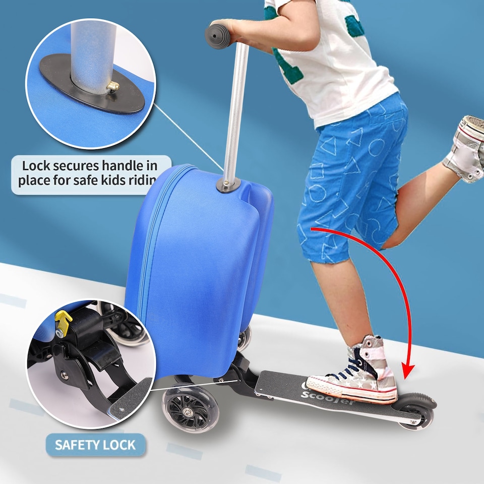 image 1 of Groundlevel Childrens  2 in 1 Fold Down Scooter Suitcase Bag Backpack | Multi | Robot