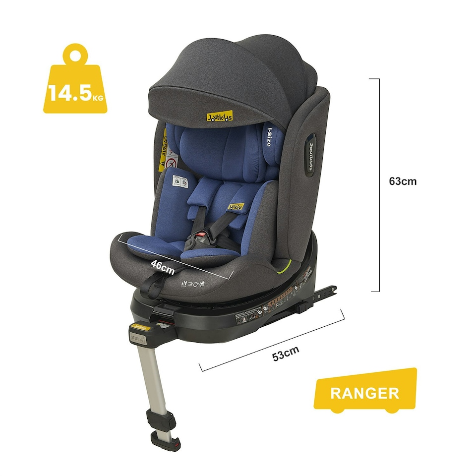 image 1 of JoviKids Spin Ranger Car Seat Blue Blue
