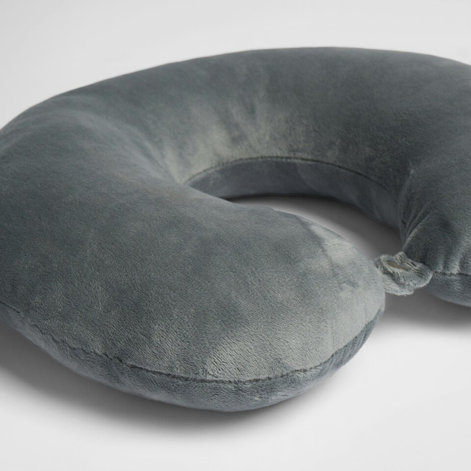 image 1 of OHS Soft Plain Plush U-Shaped Comfort Support Travel Neck Pillow, Grey