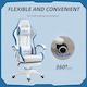 image 5 of Vinsetto Racing Style Gaming Chair with Reclining Function Footrest, Blue
