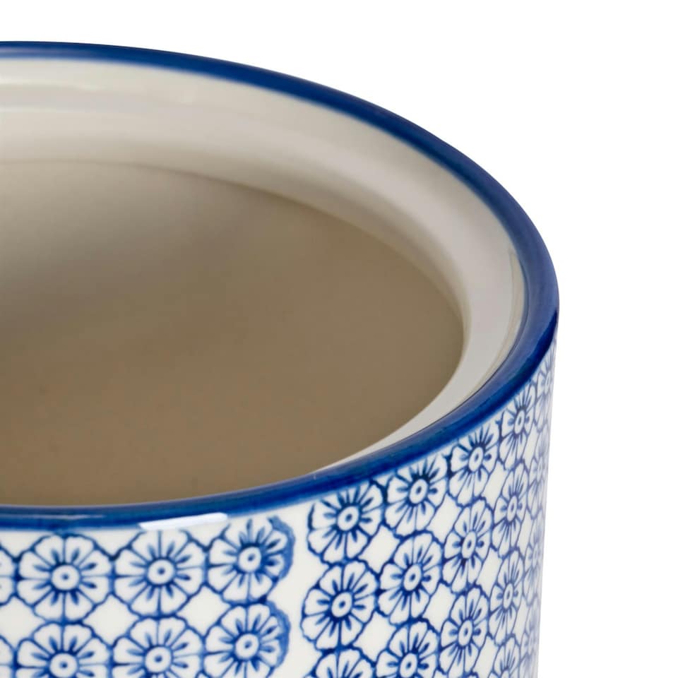 image 1 of Nicola Spring Hand-Printed Kitchen Canister - 15.5cm - Navy | Multi