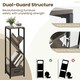 image 2 of COSTWAY 2 Pcs Tree Bookshelf 4 Tier Storage Bookcase with Drawer Grey